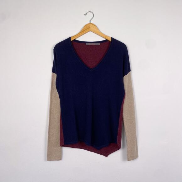 Feel The Piece Terre Jacobs Cashmere Colorblock Asymmetrical Sweater - Picture 1 of 6